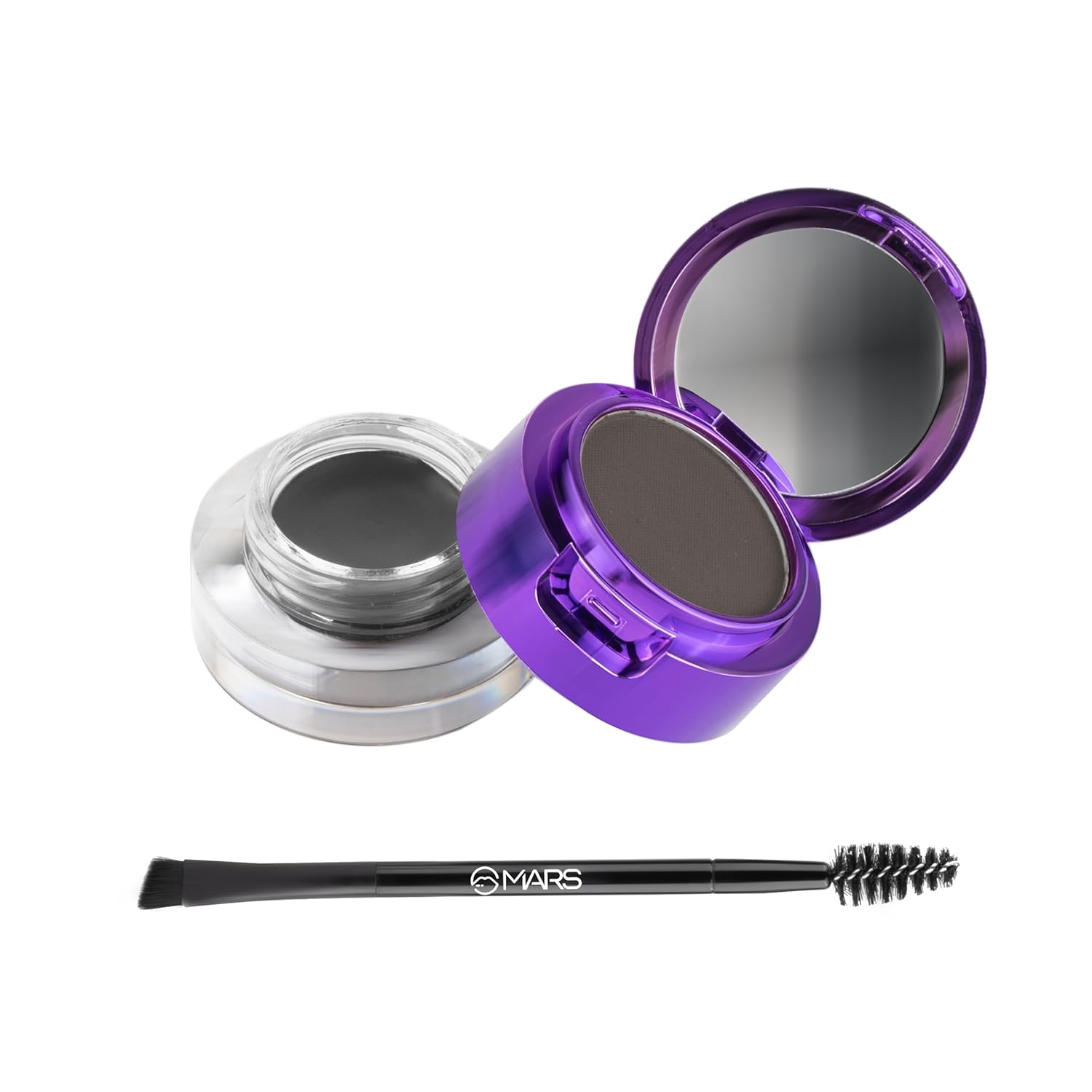 MARS Eyelove Multi Pods Gel Eyeliner & Eyebrow Powder With Dual Ended Brush | Smudge Proof & Water Proof | Long Lasting | Rich Pigmentation | Inbuilt Mirror for Touch-up (3.5gm) (Black)